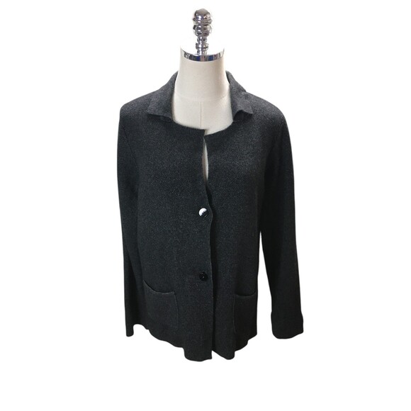 Benedetta B Cardigan Women's Size Large Dark Gray Sweater Merino Blend Italy - Picture 1 of 6